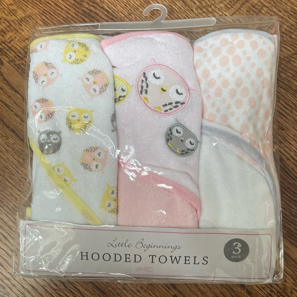 3 pack of Little Beginnings Hooded Towels